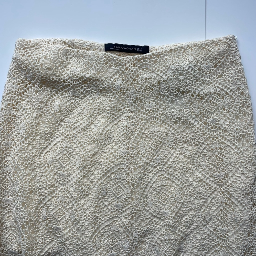 ZARA ECRU GUIPURE LACE
LAYERED A-LINE LONG SKIRT bloggers favourite - Picture 8 of 13